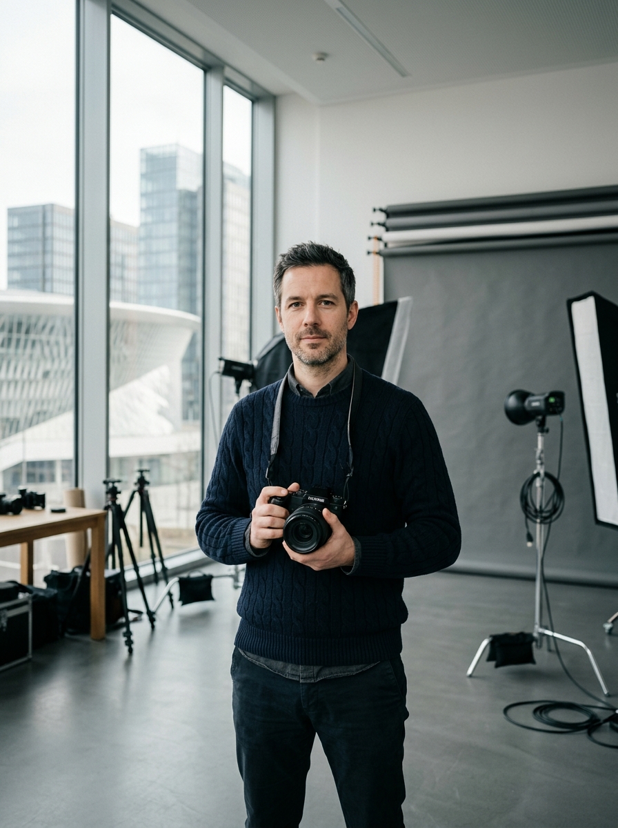 Thomas Kerger, photographe corporate, dans son studio de Kirchberg