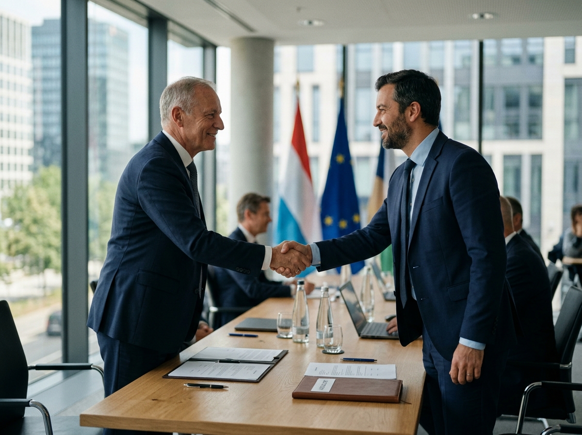 Poignée de main après signature d'accord