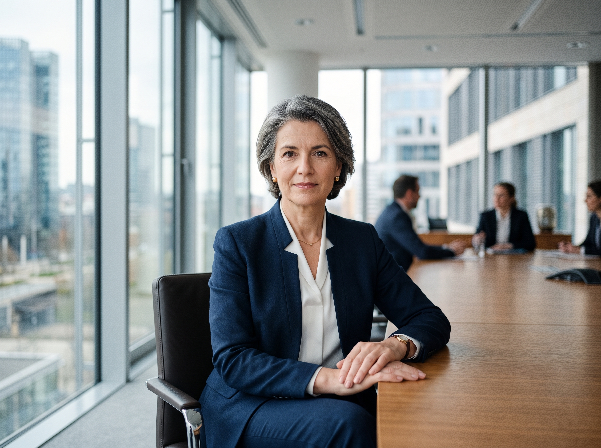 Portrait corporate d'une dirigeante en salle de conseil, Luxembourg