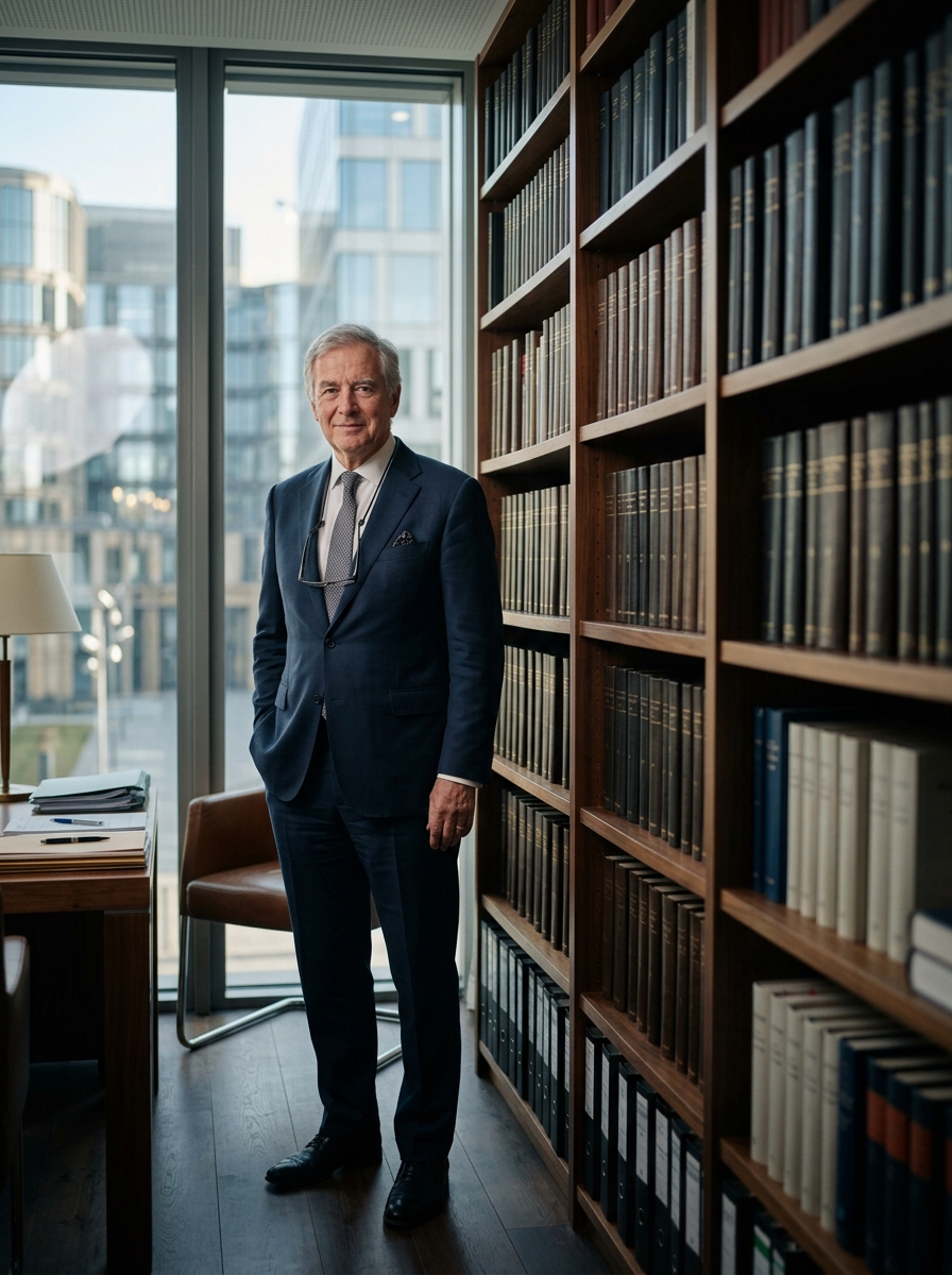 Portrait d'un associé dans une bibliothèque de cabinet